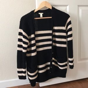 Black and white striped cardigan